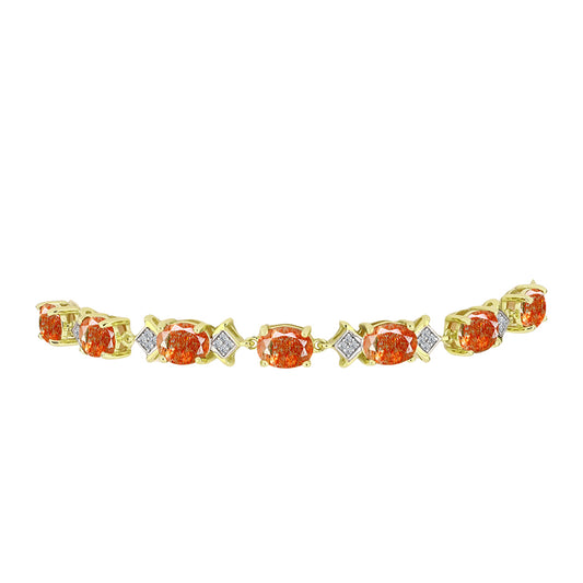 Pulseira de Prata com Banho de Ouro com Pedra do Sol de Oregon e Topázio Branco Contraste: Cabeca de Veado (800)