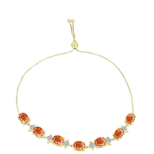 Pulseira de Prata com Banho de Ouro com Pedra do Sol de Oregon e Topázio Branco Contraste: Cabeca de Veado (800)