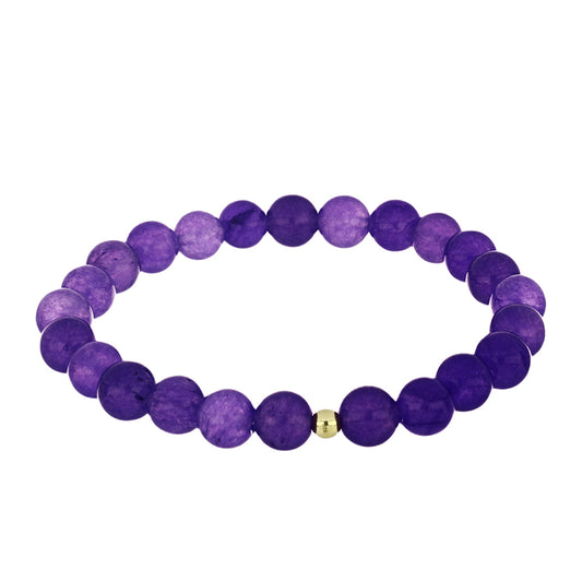 Pulseira de Prata com Banho de Ouro com Ágata Roxa