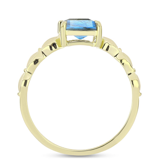 Anel de Prata com Banho de Ouro com Labradorite