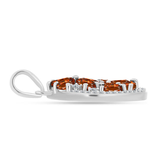 Pendente de Prata com Citrino Madeira e Topázio Branco