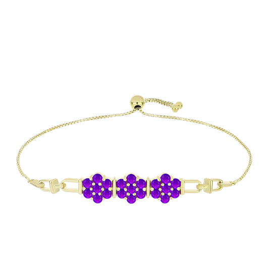 Pulseira de Prata com Banho de Ouro com Ágata Roxa Contraste: Cabeca de Veado (800)