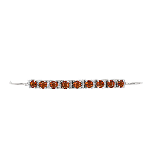Pulseira de Prata com Citrino Madeira e Topázio Branco Contraste: Cabeca de Veado (800)
