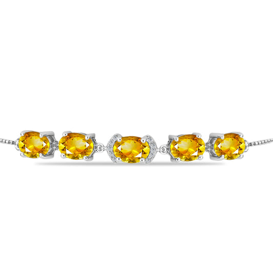 Pulseira de Prata com Citrino Dourado do Rio Grande e Topázio Branco Contraste: Cabeca de Veado (800)