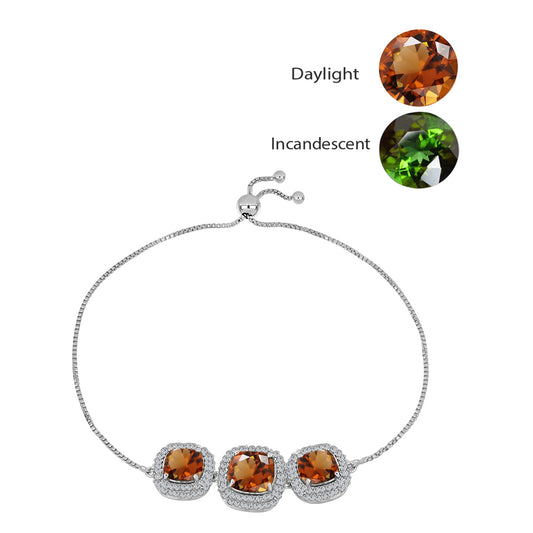 Pulseira de Prata com Zultanite da Anatólia certificado e cultivado em laboratório e Topázio Branco Contraste: Cabeca de Veado (800)
