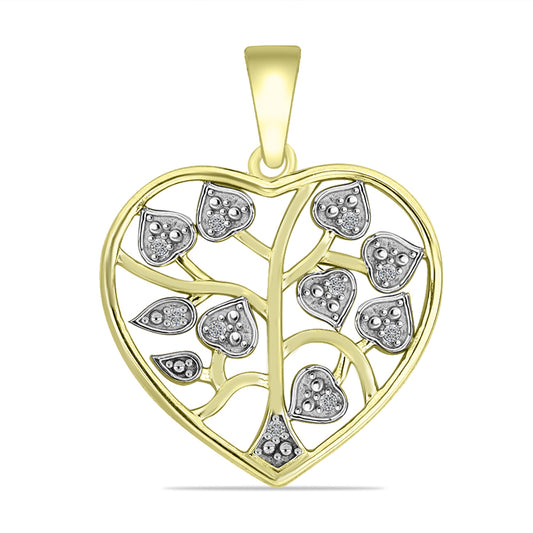 Pendente de Prata com Banho de Ouro com Diamante Branco Contraste: Cabeca de Veado (800)
