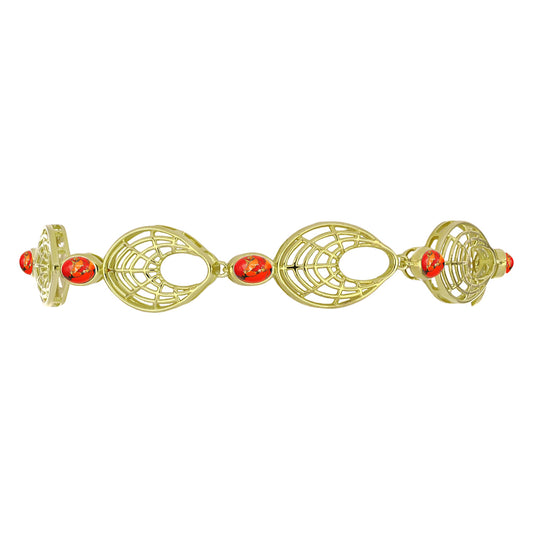 Pulseira de Prata com Banho de Ouro com Turquesa de Mohave Contraste: Cabeca de Veado (800)