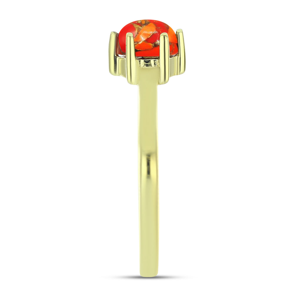 Anel de Prata com Banho de Ouro com Turquesa de Mohave