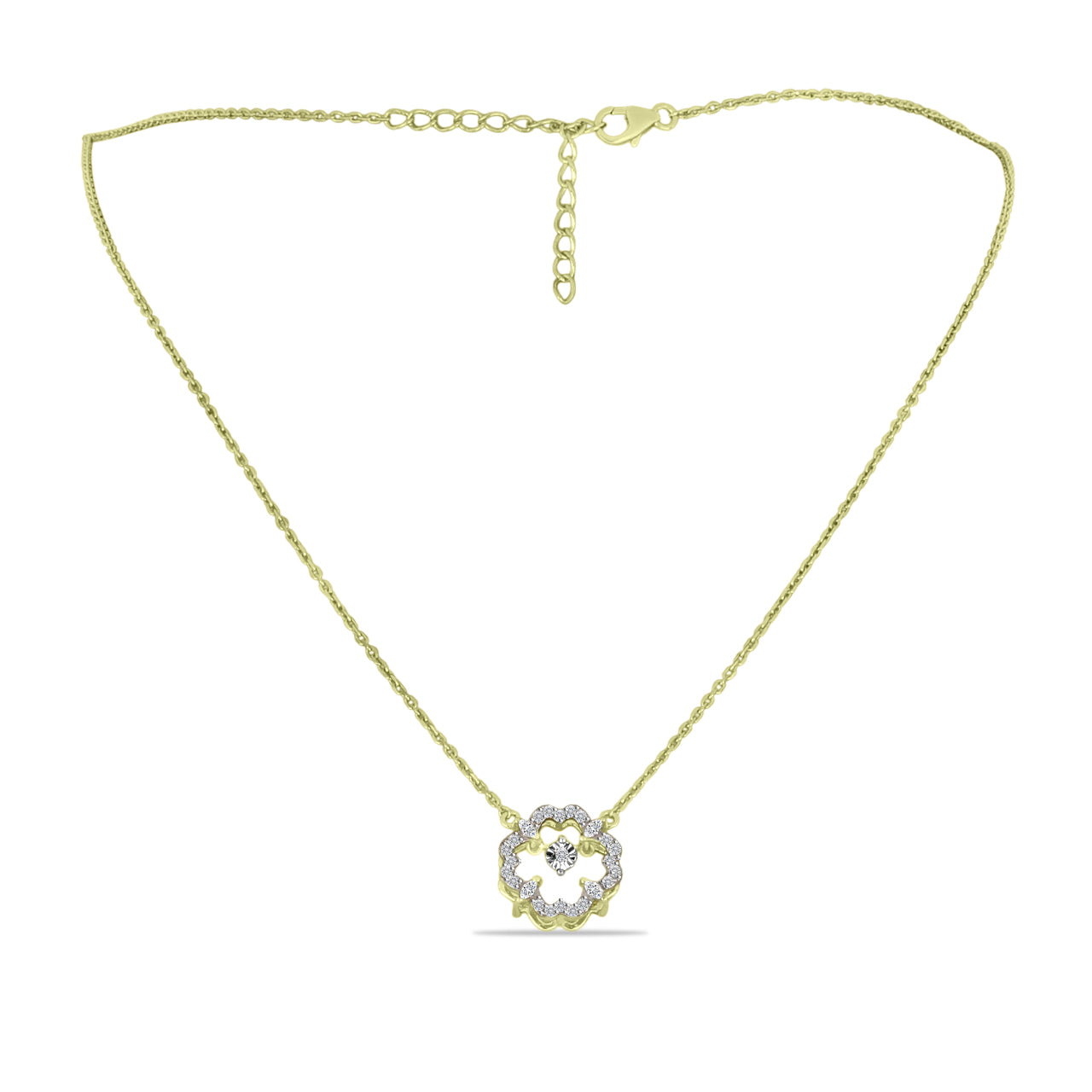 Colar de Prata com Banho de Ouro com Diamante Branco e Zircão Branco Contraste: Cabeca de Veado (800)