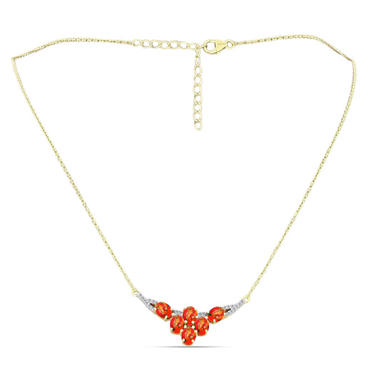 Colar de Prata com Banho de Ouro com Turquesa de Mohave e Topázio Branco Contraste: Cabeca de Veado (800)