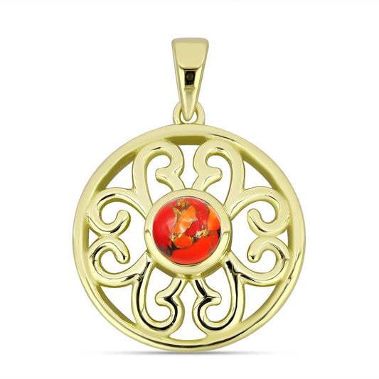 Pendente de Prata com Banho de Ouro com Turquesa de Mohave