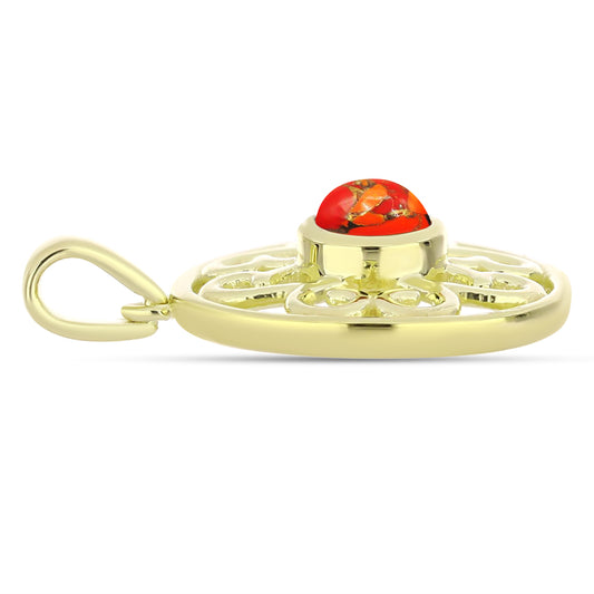 Pendente de Prata com Banho de Ouro com Turquesa de Mohave
