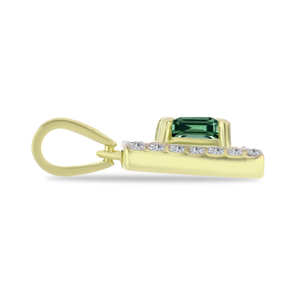 Pendente de Prata com Banho de Ouro com Turmalina Verde e Topázio Branco
