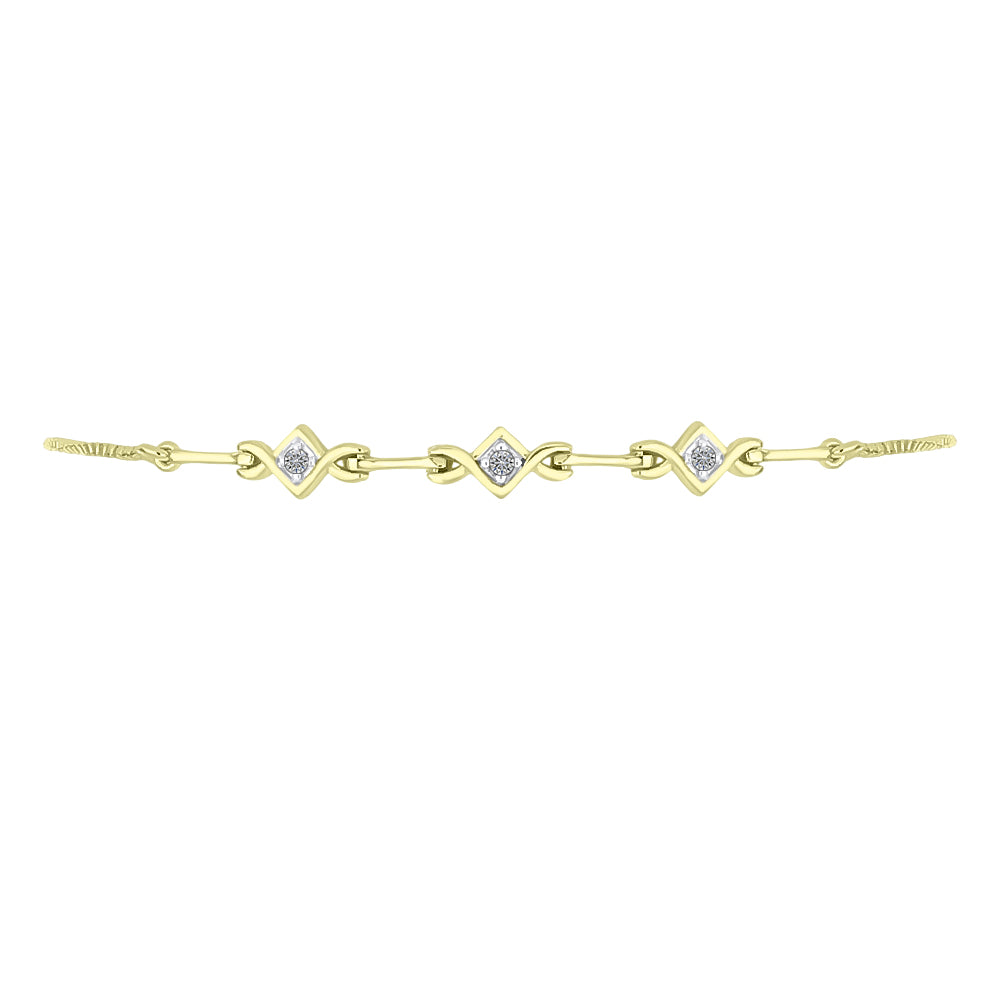 Pulseira de Prata com Banho de Ouro com Diamante Branco Contraste: Cabeca de Veado (800)