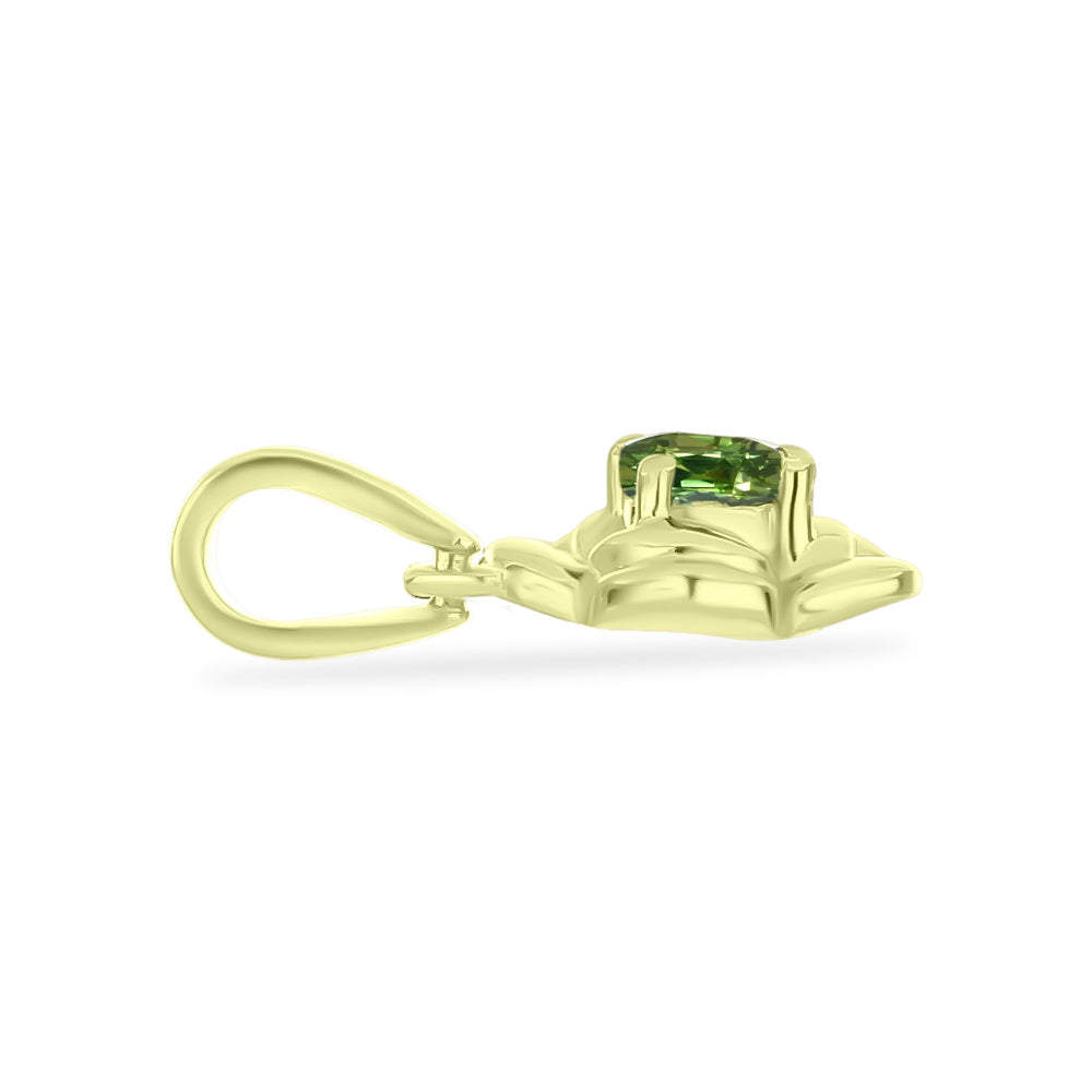 Pendente de Prata com Banho de Ouro com Safira Verde