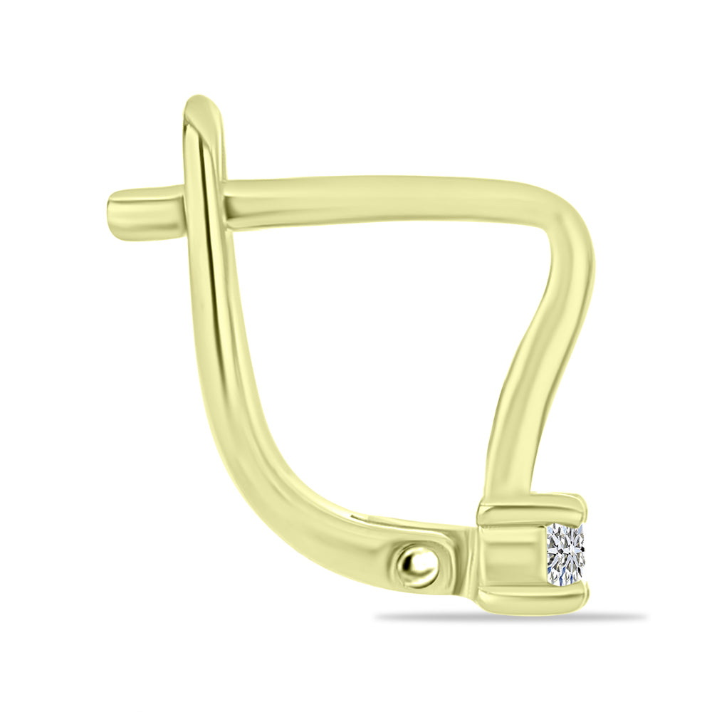 Brincos de Prata com Banho de Ouro com Diamante Branco