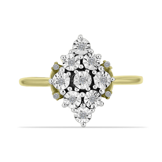 Anel de Prata com Banho de Ouro com Diamante Branco e Topázio Branco Contraste: Cabeca de Veado (800)