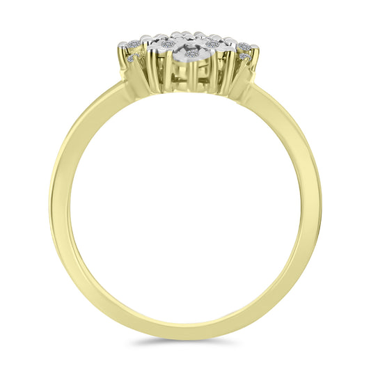 Anel de Prata com Banho de Ouro com Diamante Branco e Topázio Branco Contraste: Cabeca de Veado (800)