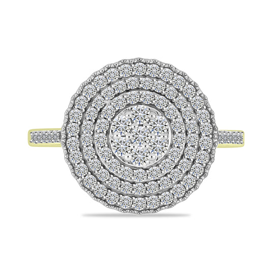 Anel de Prata com Banho de Ouro com Diamante Branco e Topázio Branco Contraste: Cabeca de Veado (800)