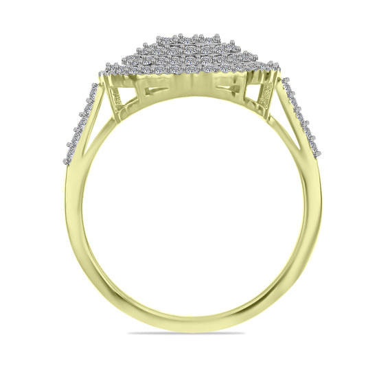 Anel de Prata com Banho de Ouro com Diamante Branco e Topázio Branco Contraste: Cabeca de Veado (800)