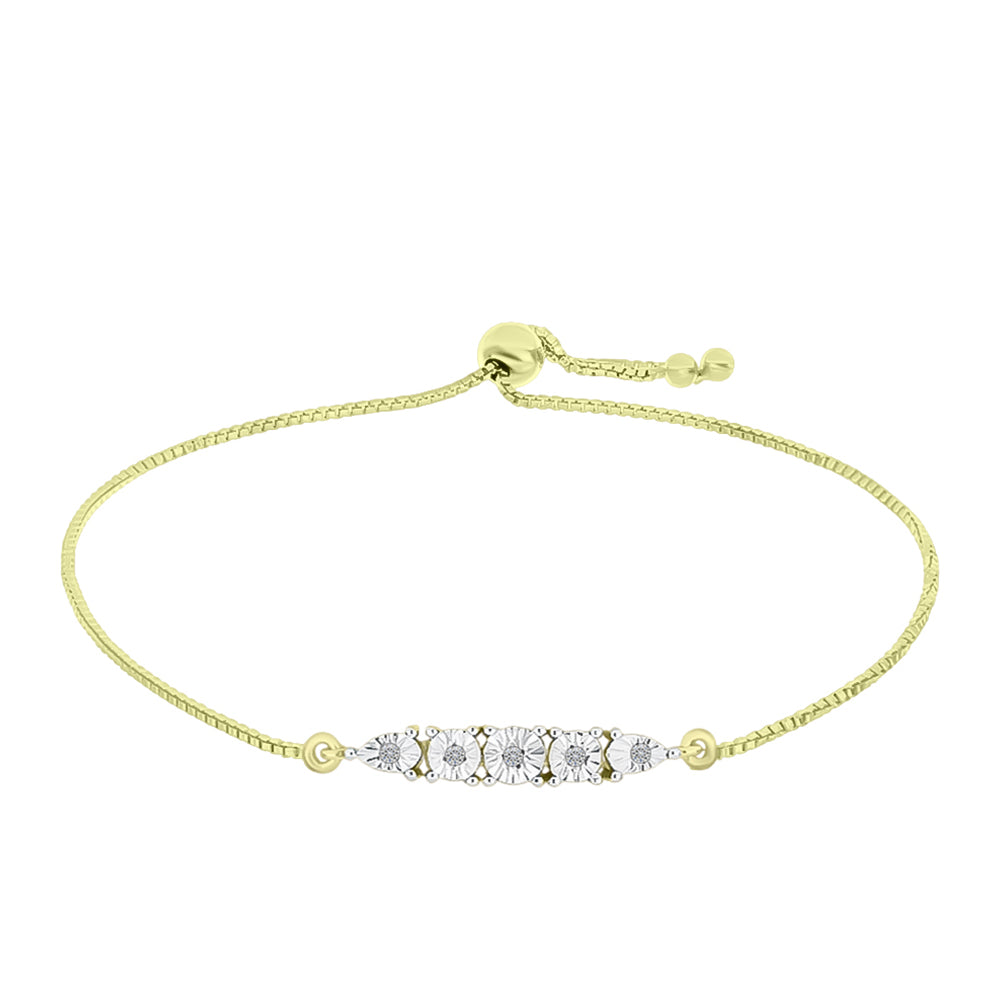 Pulseira de Prata com Banho de Ouro com Diamante Branco Contraste: Cabeca de Veado (800)