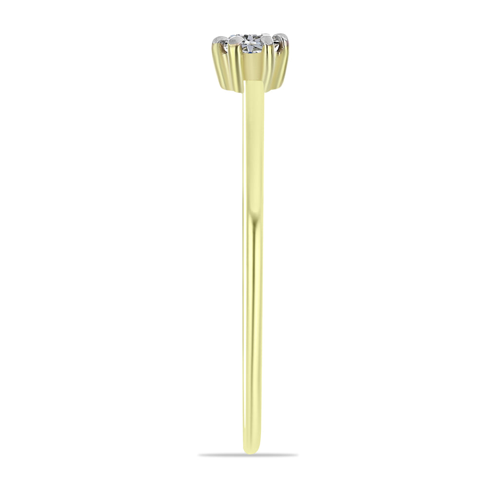 Anel de Prata com Banho de Ouro com Diamante Branco