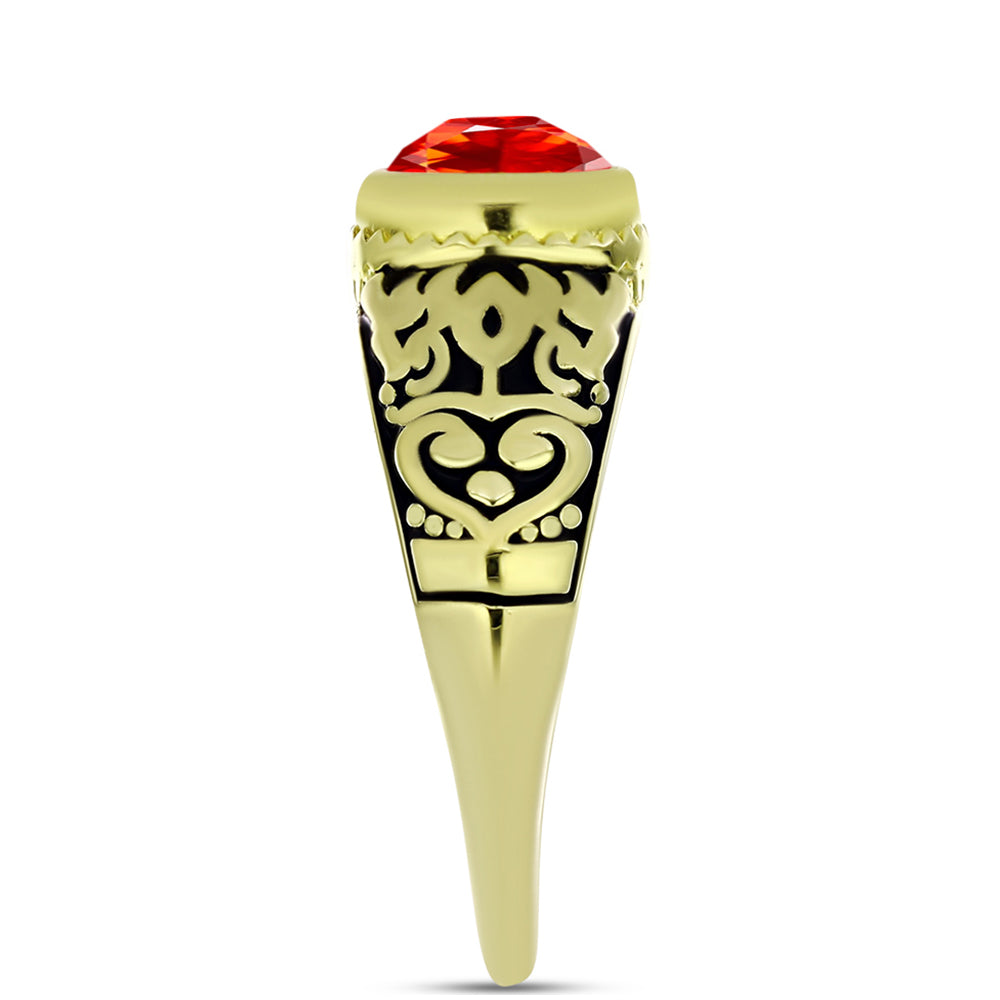 Anel de Prata com Banho de Ouro com Opala Fogo de Lega Dembi Contraste: Cabeca de Veado (800)