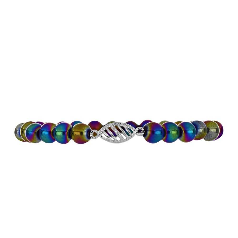 Pulseira de Prata com Quartzo Hematita Verde Místico