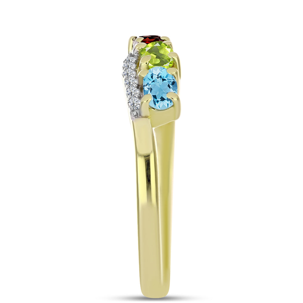 Anel de Prata com Banho de Ouro com Ametista de Marrocos e Citrino de Ural