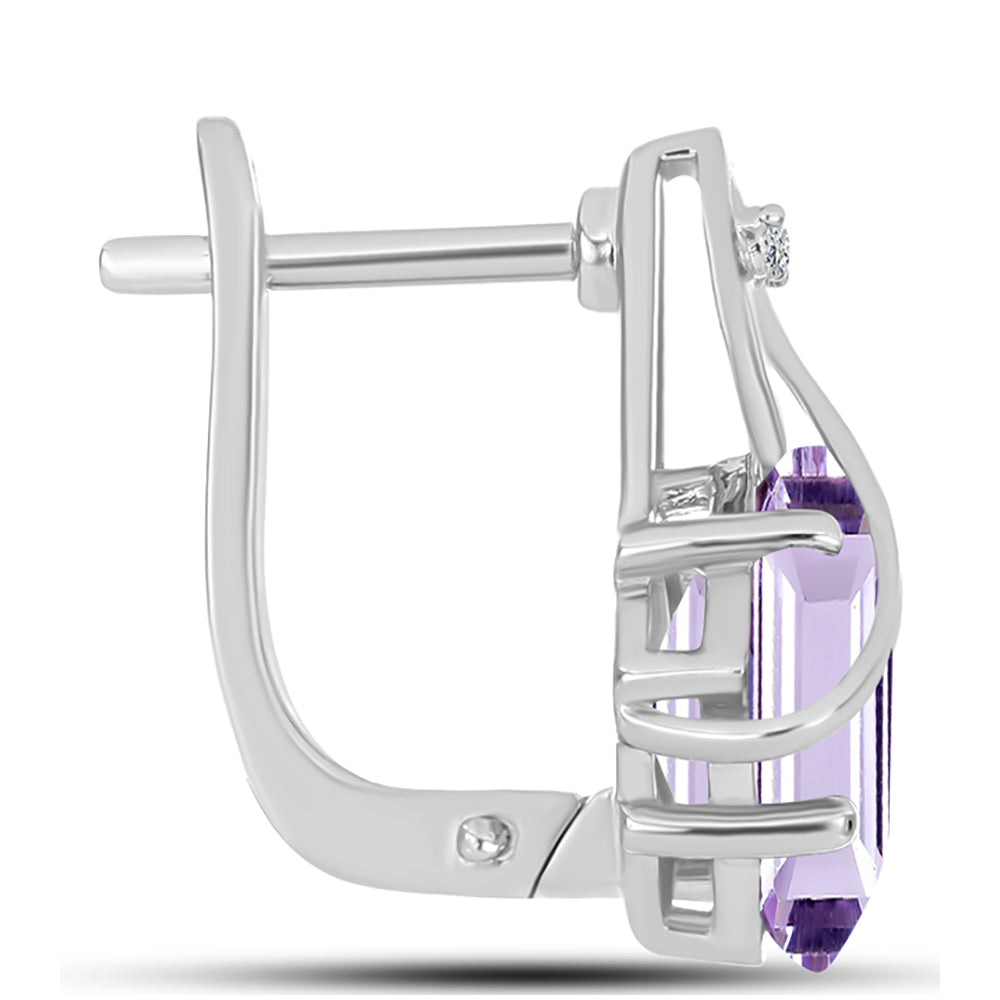 Brincos de Prata com Ametista Rosa de França e Topázio Branco