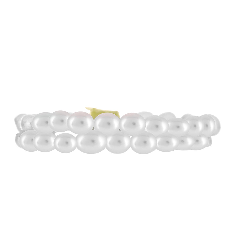 Pulseira de Prata com Banho de Ouro com Pérola Branca de Água Doce Contraste: Cabeca de Veado (800)