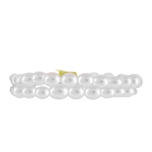 Pulseira de Prata com Banho de Ouro com Pérola Branca de Água Doce Contraste: Cabeca de Veado (800)