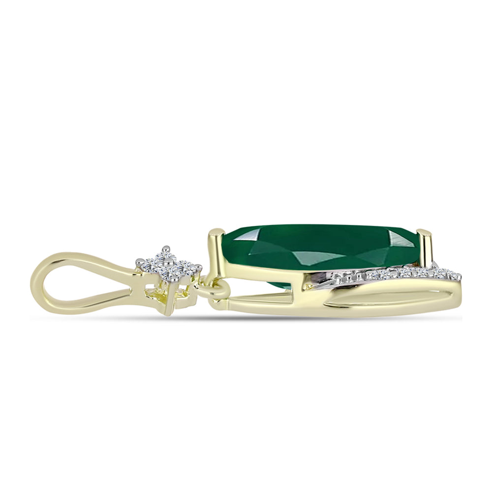 Pendente de Prata com Banho de Ouro com Ágata Verde e Topázio Branco