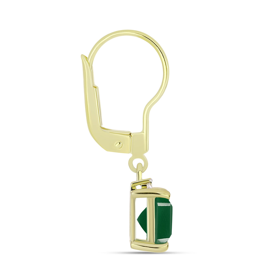 Brincos de Prata com Banho de Ouro com Ágata Verde e Topázio Branco