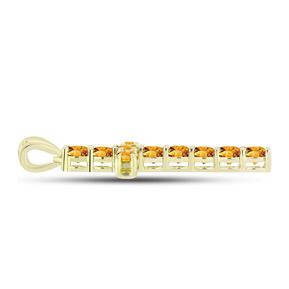 Cruz Pendente de Prata com Banho de Ouro com Citrino Dourado do Rio Grande Contraste: Cabeca de Veado (800)