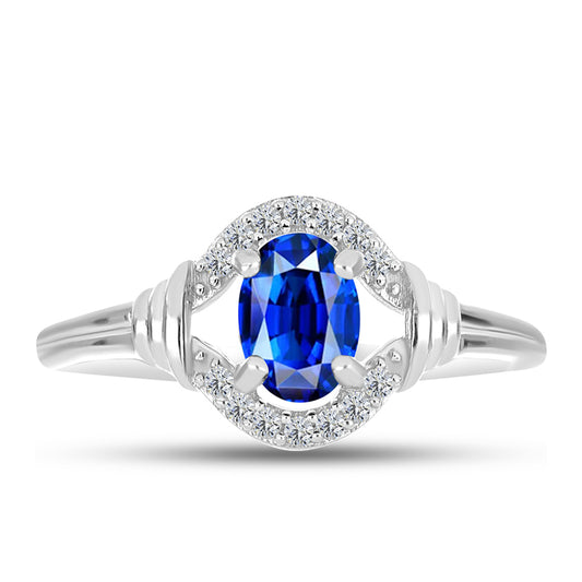 Anel de Prata com Safira Azul Australiana e Topázio Branco