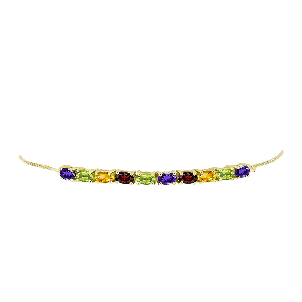Pulseira de Prata com Banho de Ouro com Ametista de Marrocos e Citrino de Ural Contraste: Cabeca de Veado (800)