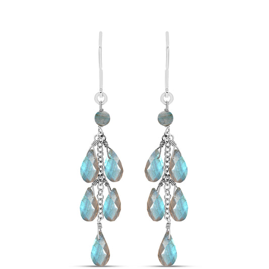Brincos de Prata com Labradorite