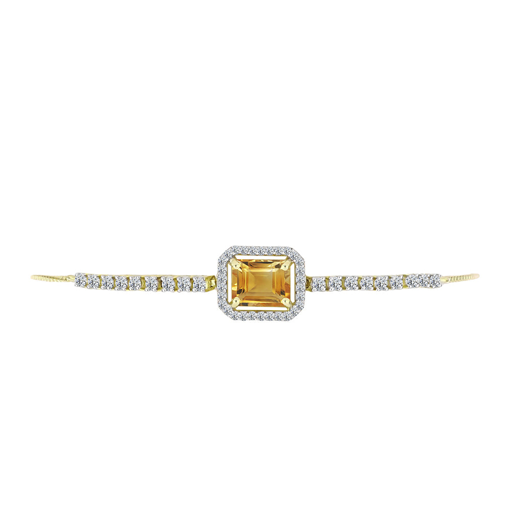 Pulseira de Prata com Banho de Ouro com Citrino Dourado do Rio Grande e Topázio Branco Contraste: Cabeca de Veado (800)