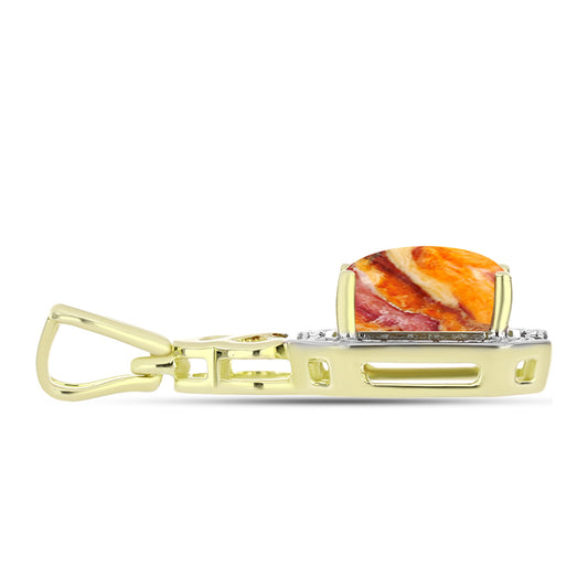Pendente de Prata com Banho de Ouro com Concha Pata de Leões e Topázio Branco
