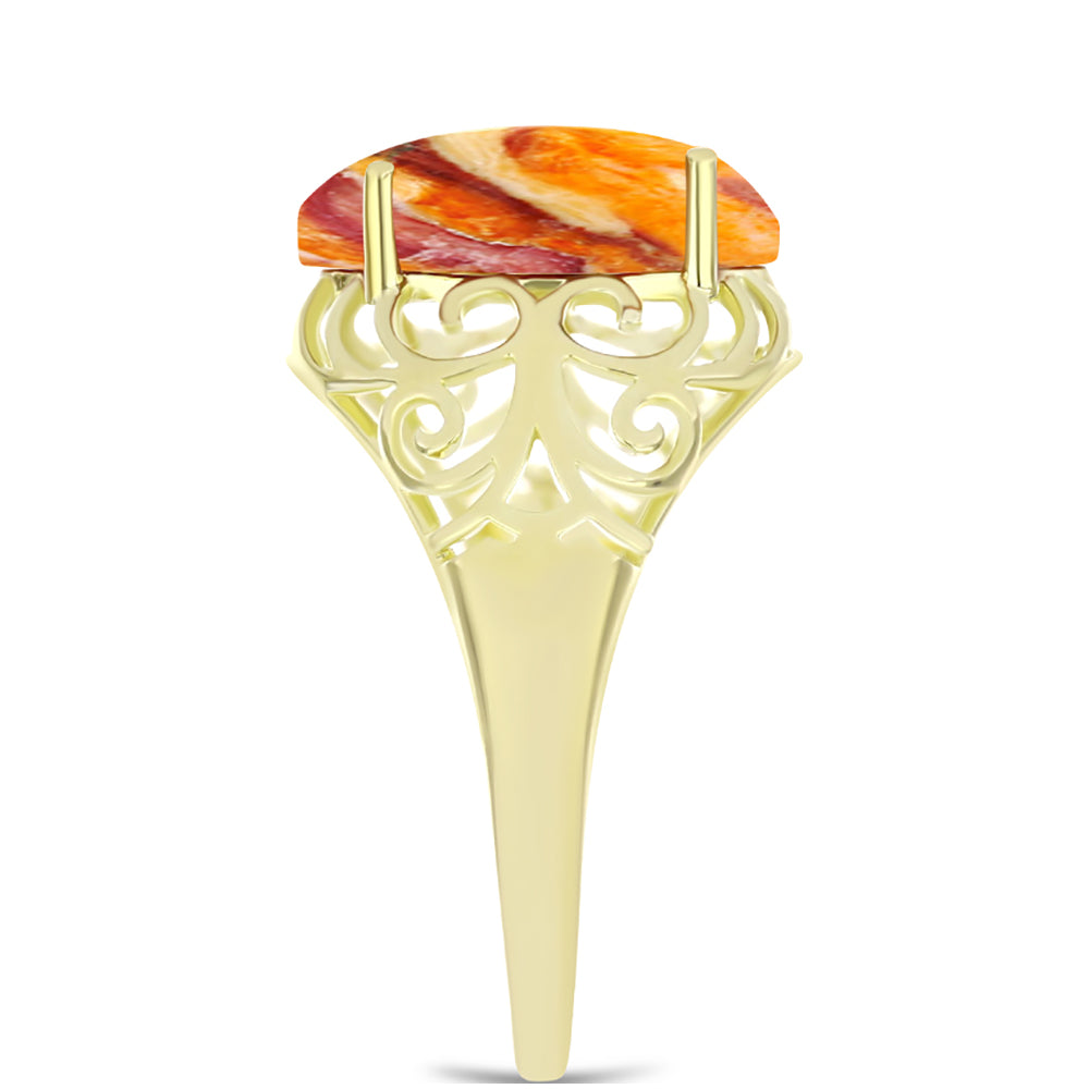 Anel de Prata com Banho de Ouro com Concha Pata de Leões