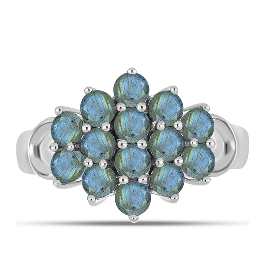 Anel de Prata com Labradorite Contraste: Cabeca de Veado (800)