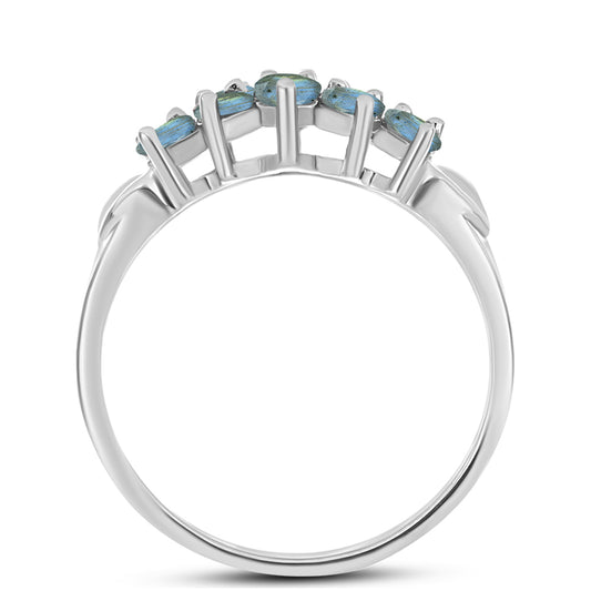 Anel de Prata com Labradorite Contraste: Cabeca de Veado (800)