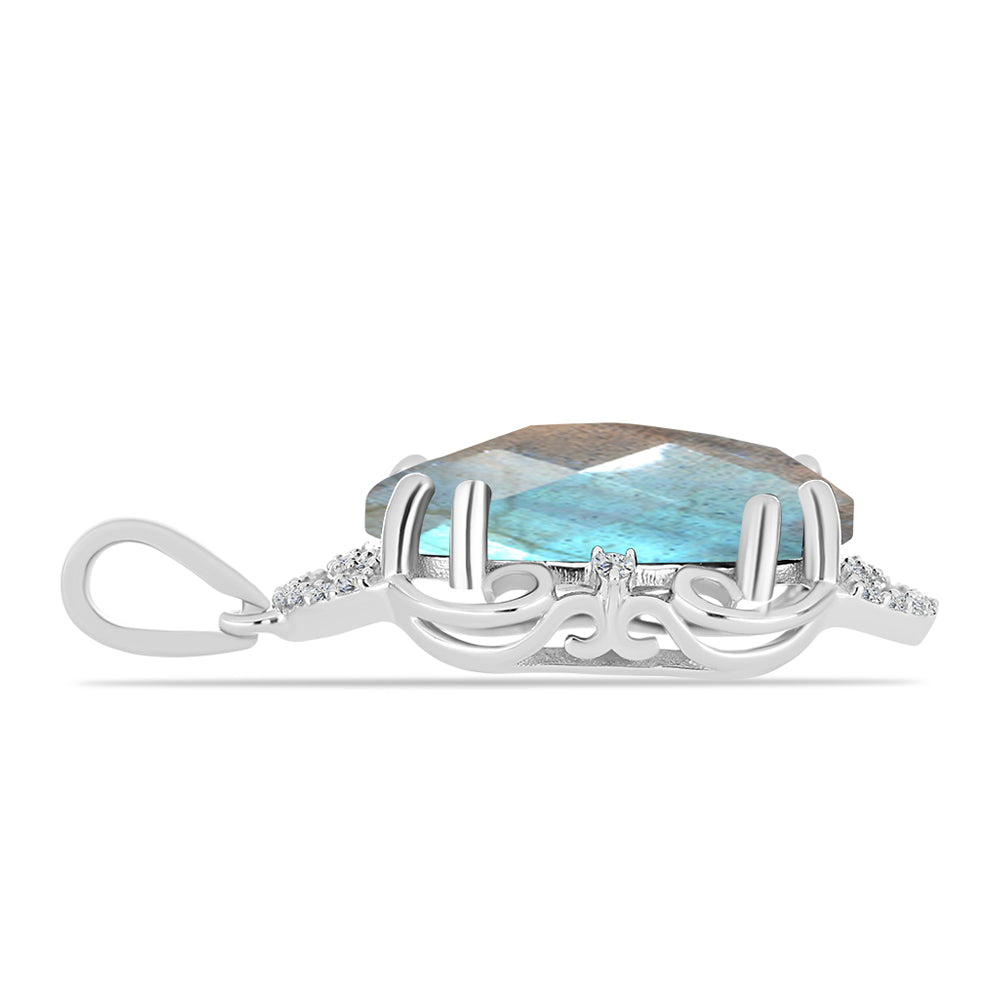 Pendente de Prata com Labradorite e Topázio Branco