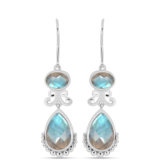 Brincos de Prata com Labradorite