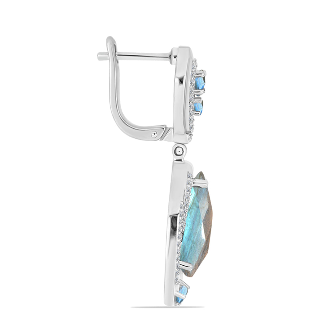 Brincos de Prata com Labradorite Contraste: Cabeca de Veado (800)