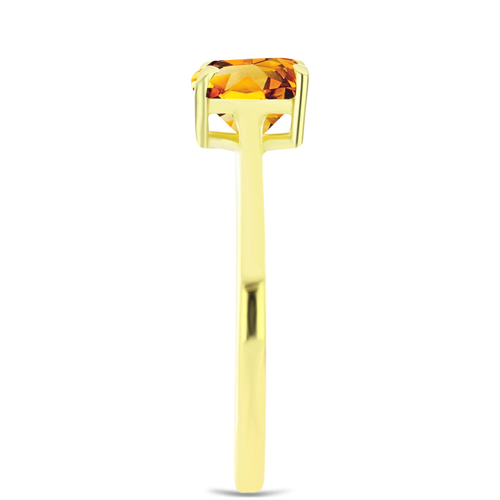 Anel de Prata com Banho de Ouro com Citrino Dourado do Rio Grande