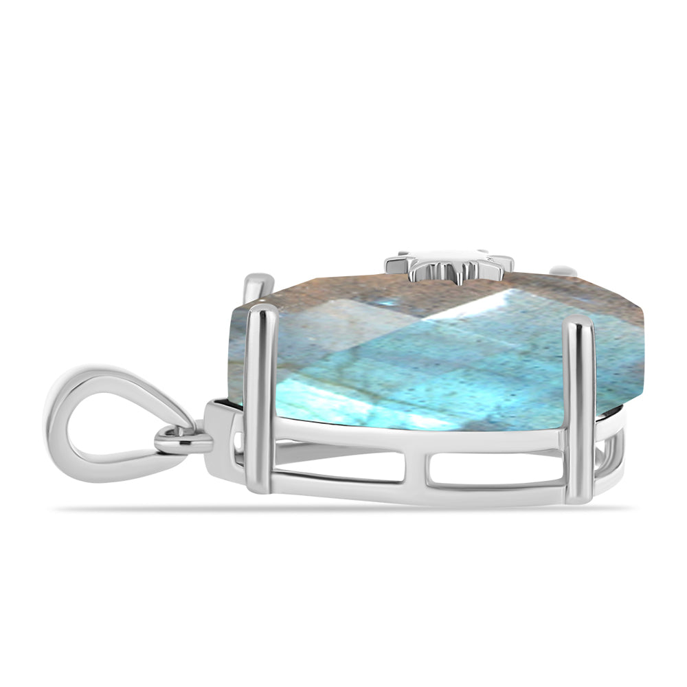 Pendente de Prata com Labradorite Contraste: Cabeca de Veado (800)