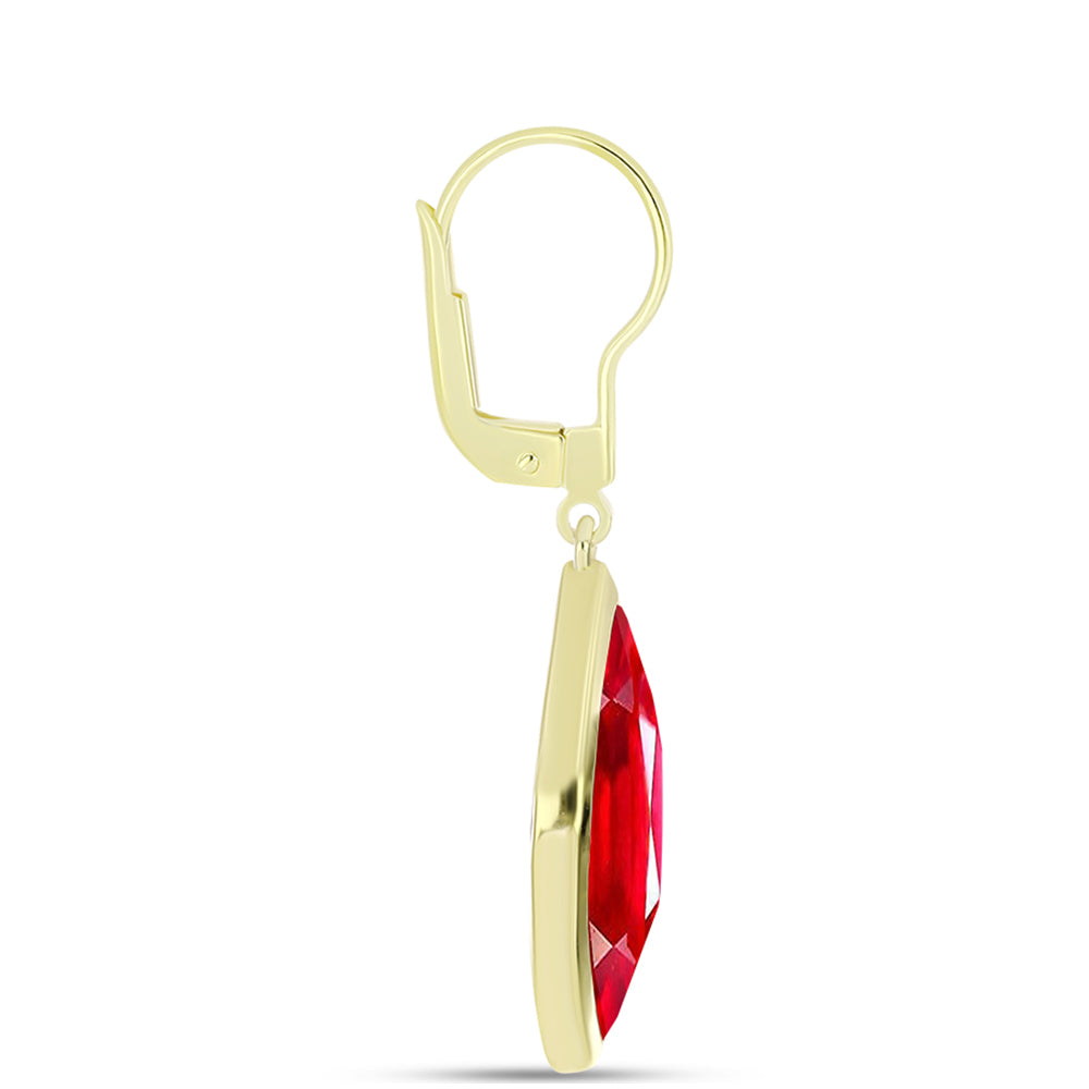 Brincos de Prata com Banho de Ouro com Ágata Vermelha