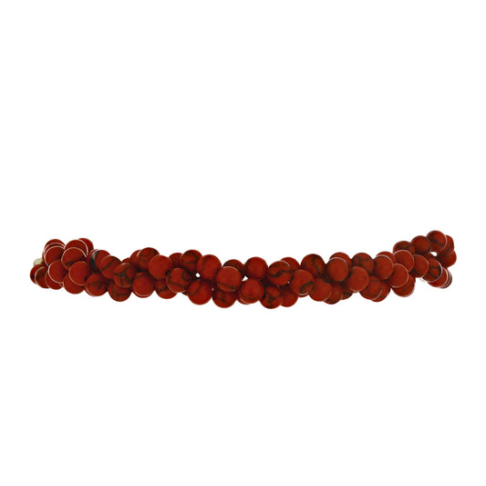 Pulseira de Prata com Banho de Ouro com Coral Esponja Vermelha